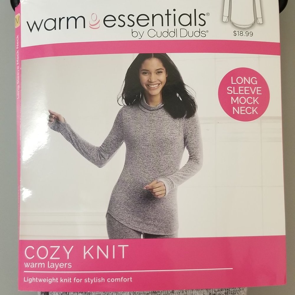 Cuddl Duds COZY KNIT Top~Mock Neck in Marled Grey